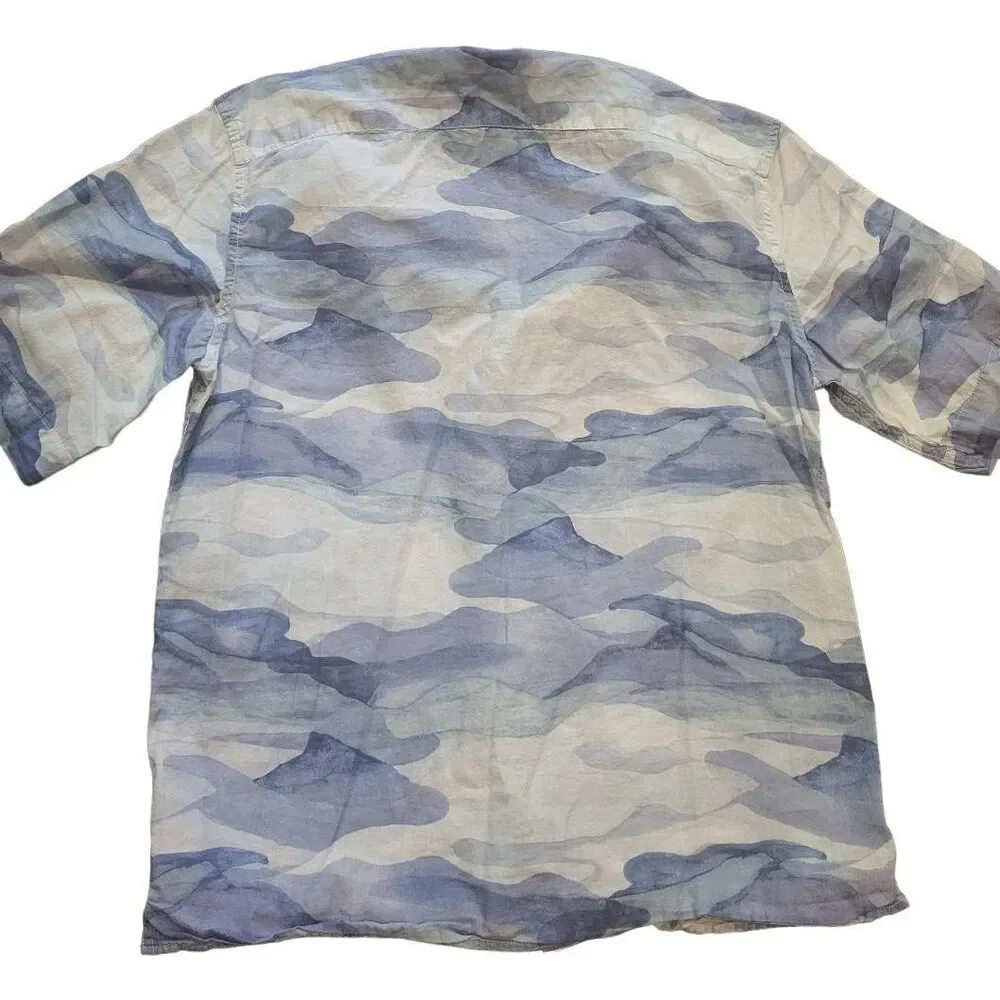 Banana Republic Relaxed Fit Shirt Men's XS Blue Peri Watercolor Organic Cotton
